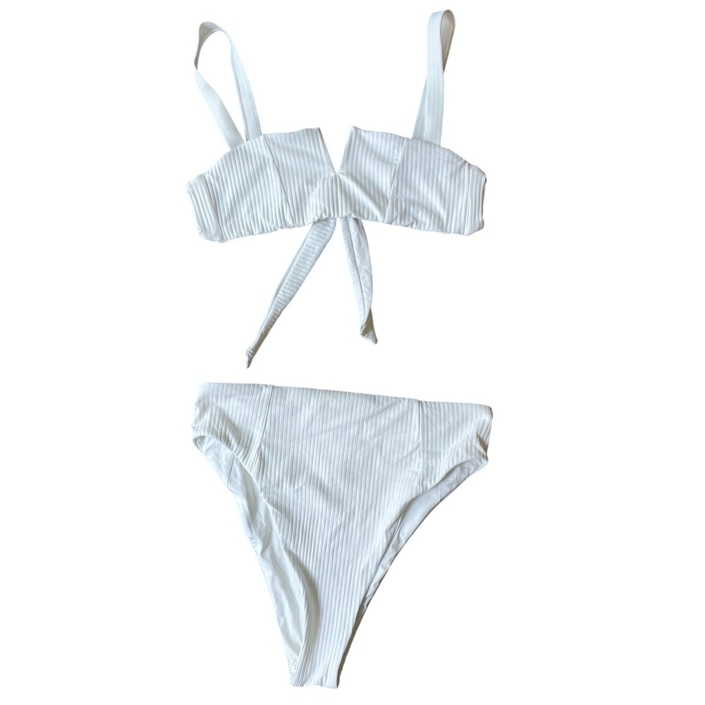 Vitamin A White Ribbed Bikini Set Size L (10) Kaya Top Sienna Bottom